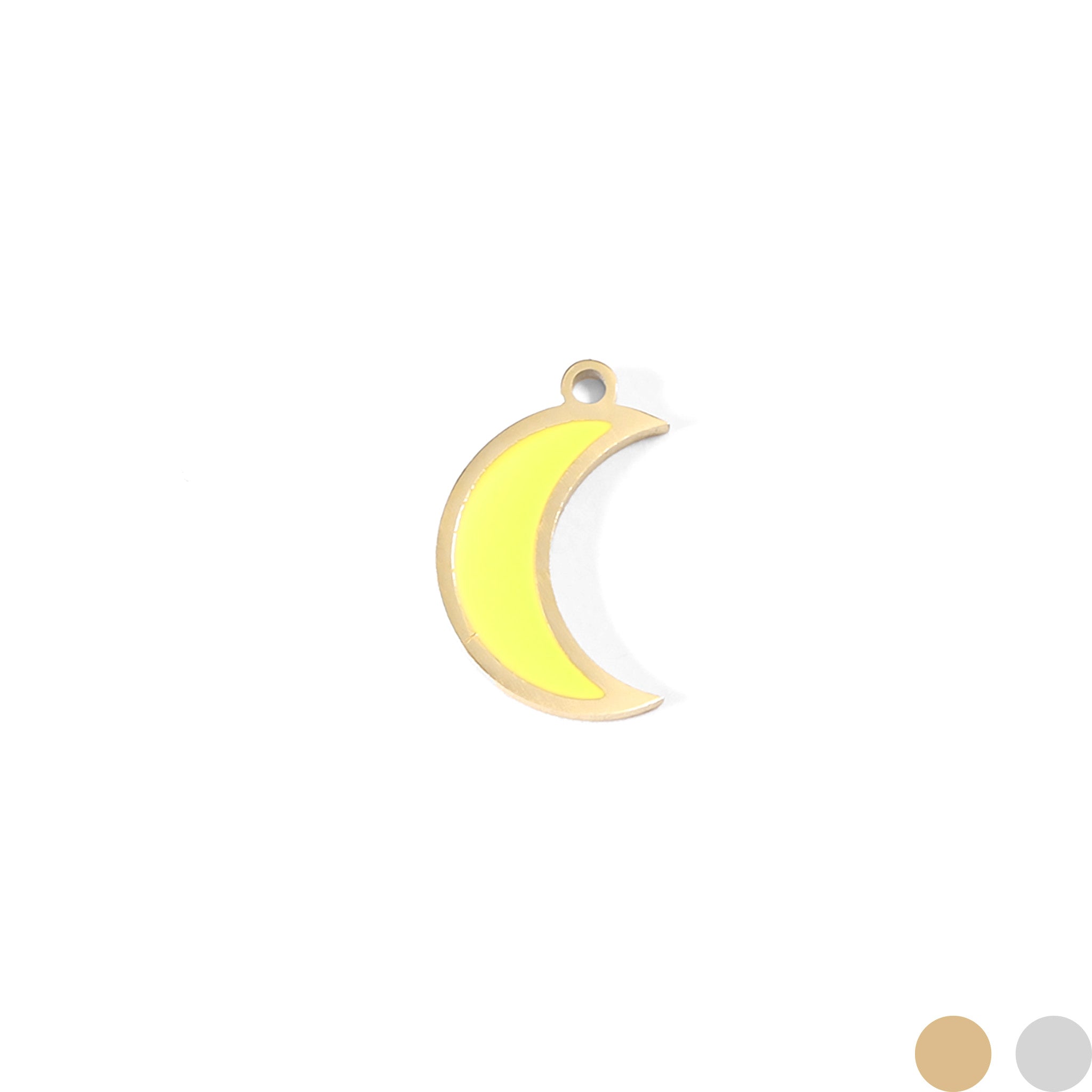 18K Gold PVD Stainless Steel Epoxy Yellow Crescent Moon Charm / PDL0075