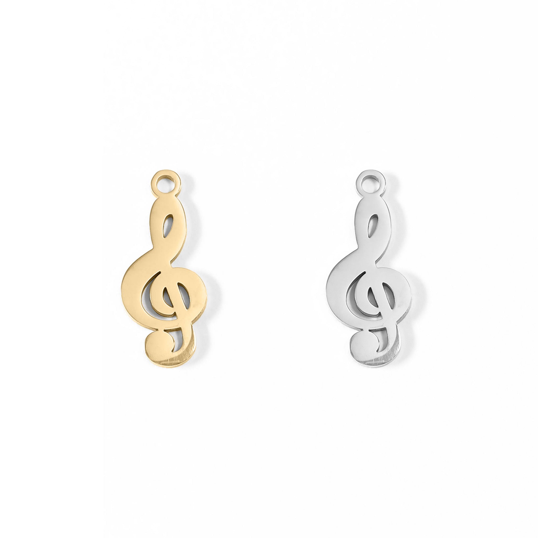 18K Gold PVD Stainless Steel Treble Clef Music Charm / PDL0077