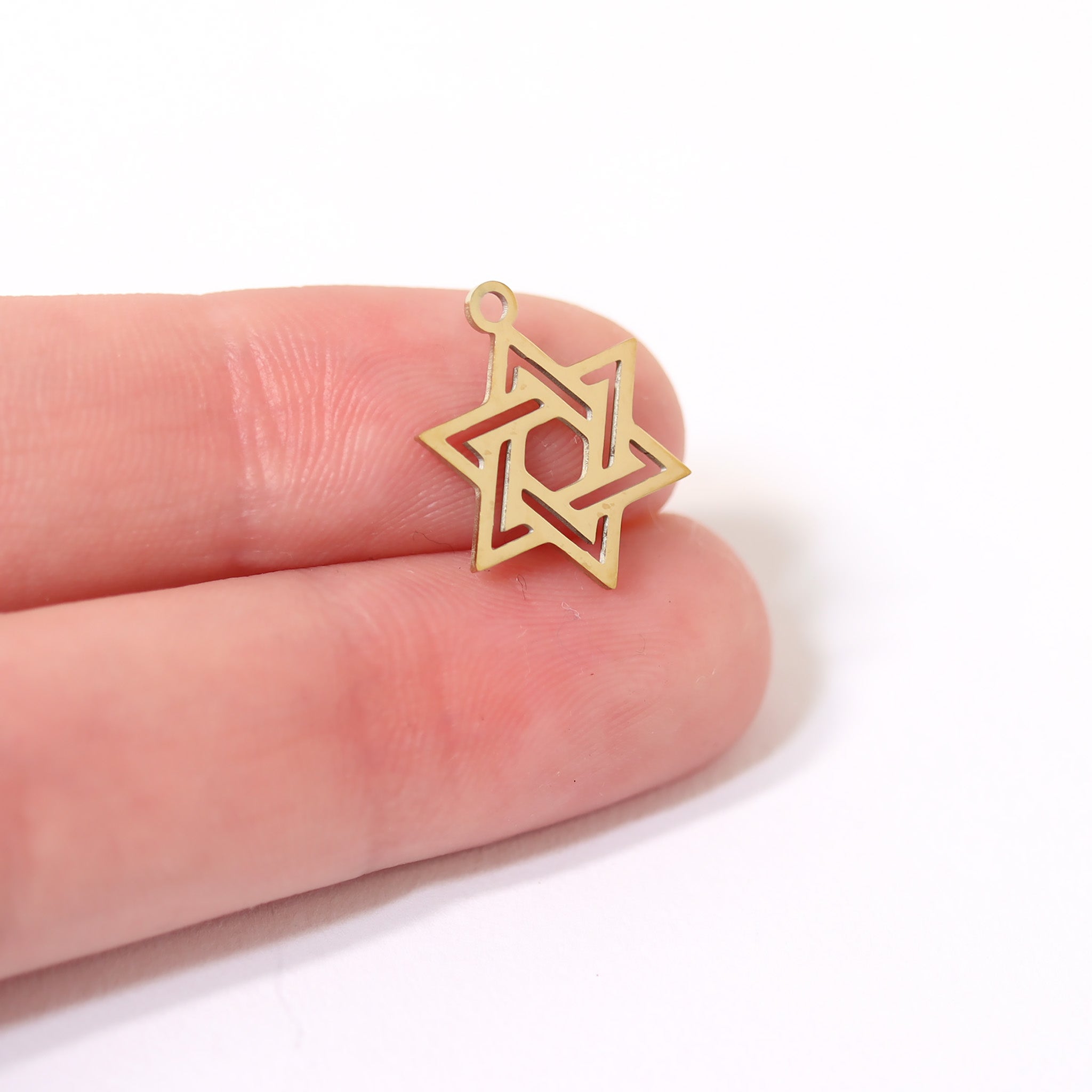 18K Gold PVD Stainless Steel Star of David Charm / PDL0081