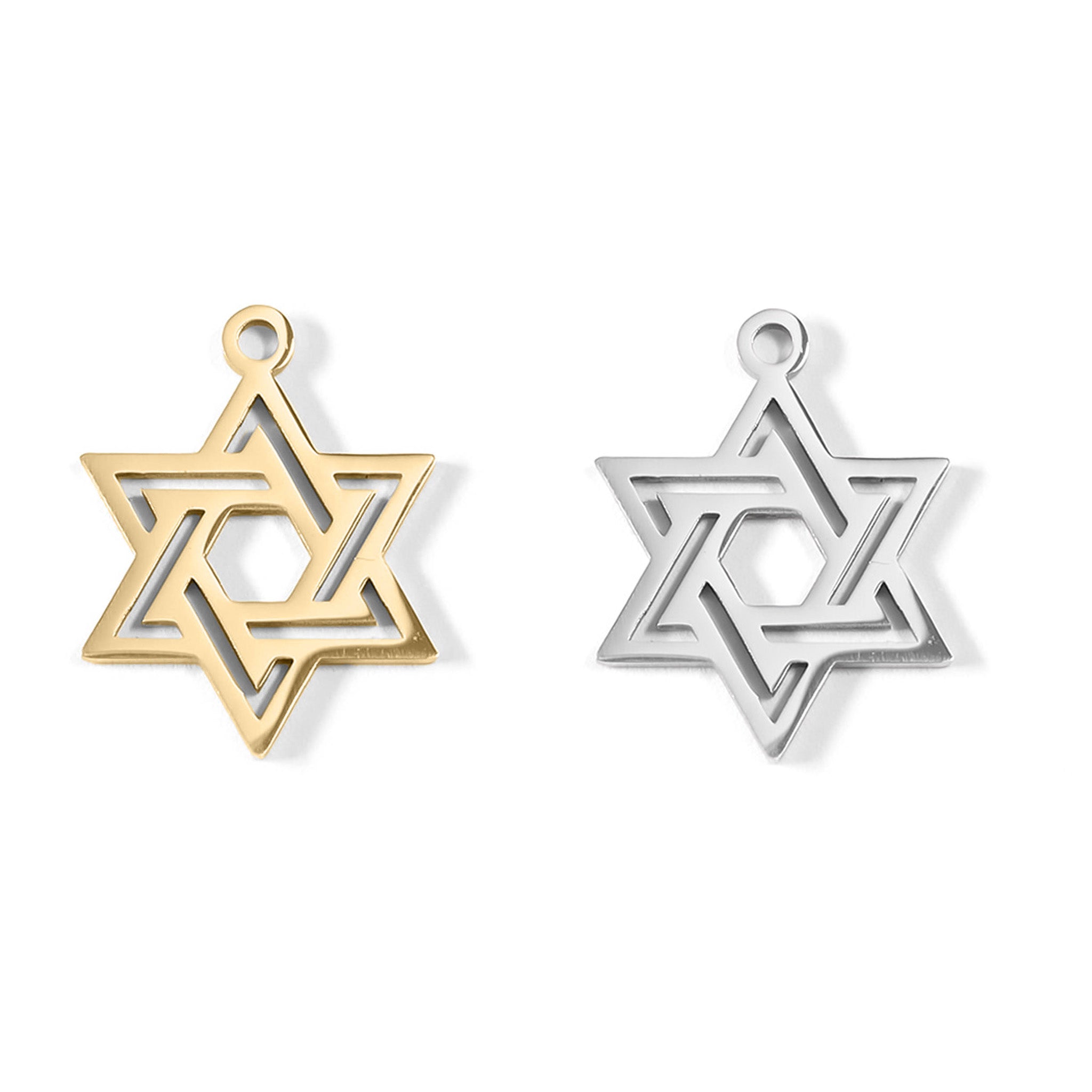 18K Gold PVD Stainless Steel Star of David Charm / PDL0081