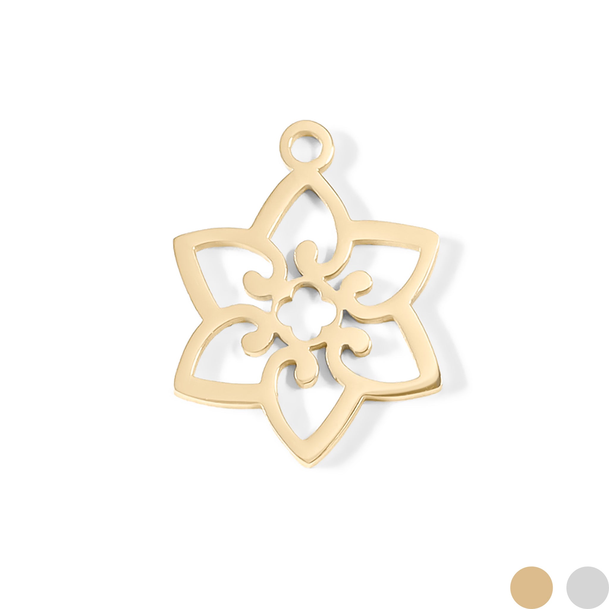 18K Gold PVD Stainless Steel Flower Charm / PDL0082