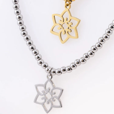 Wholesale Jewelry 18K Gold PVD Stainless Steel Flower Charm - stainless and gold studio 