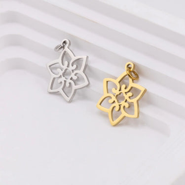 Wholesale Jewelry 18K Gold PVD Stainless Steel Flower Charm - stainless and gold studio 