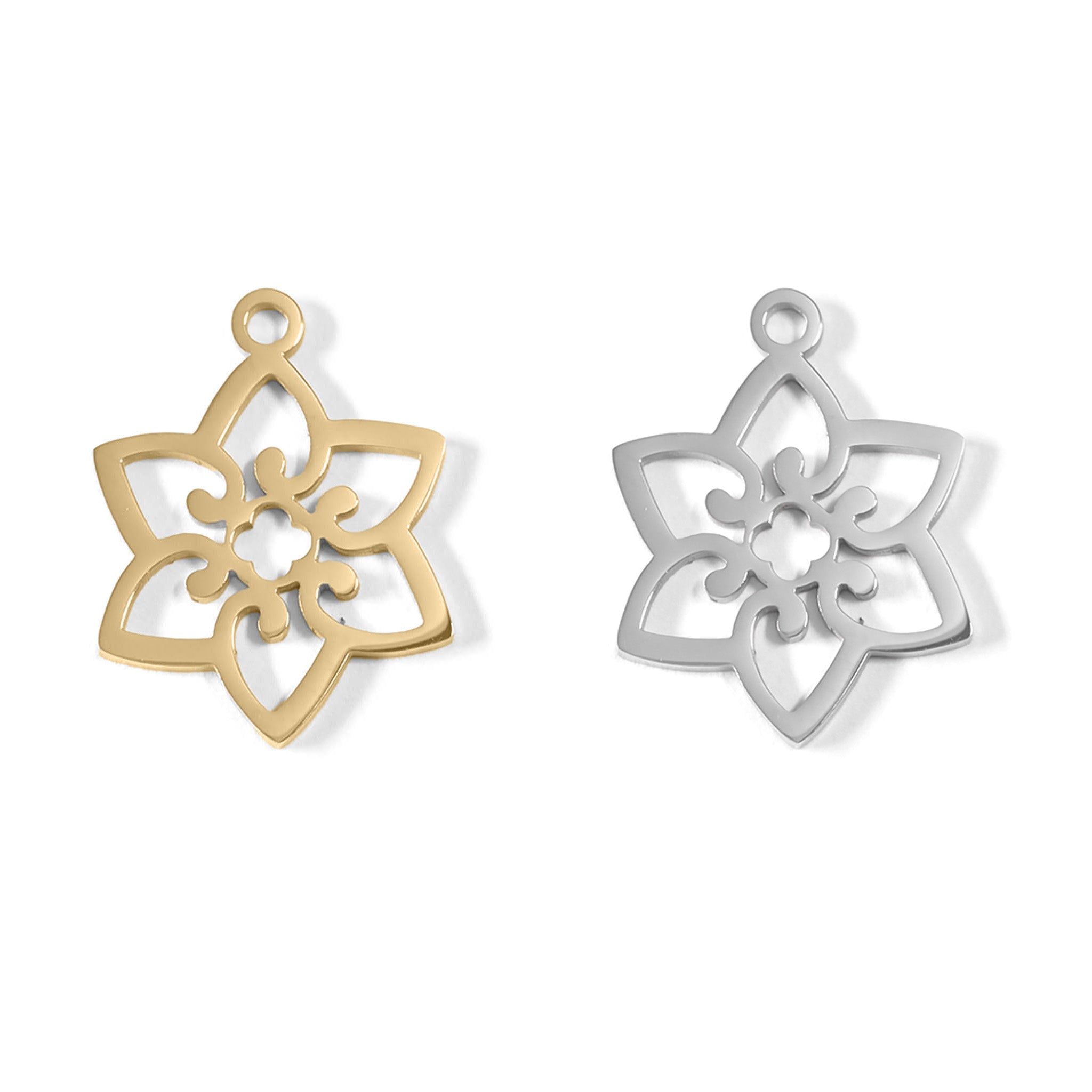 18K Gold PVD Stainless Steel Flower Charm / PDL0082