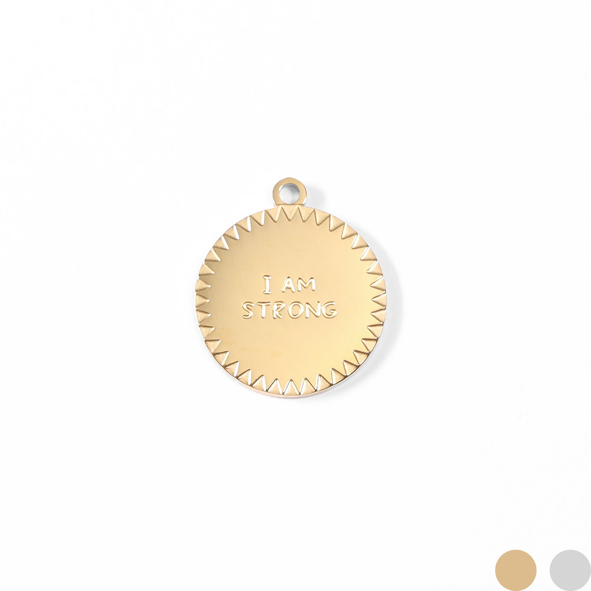 18K guld PVD rostfritt stål "I Am Strong" Charm / PDL0084