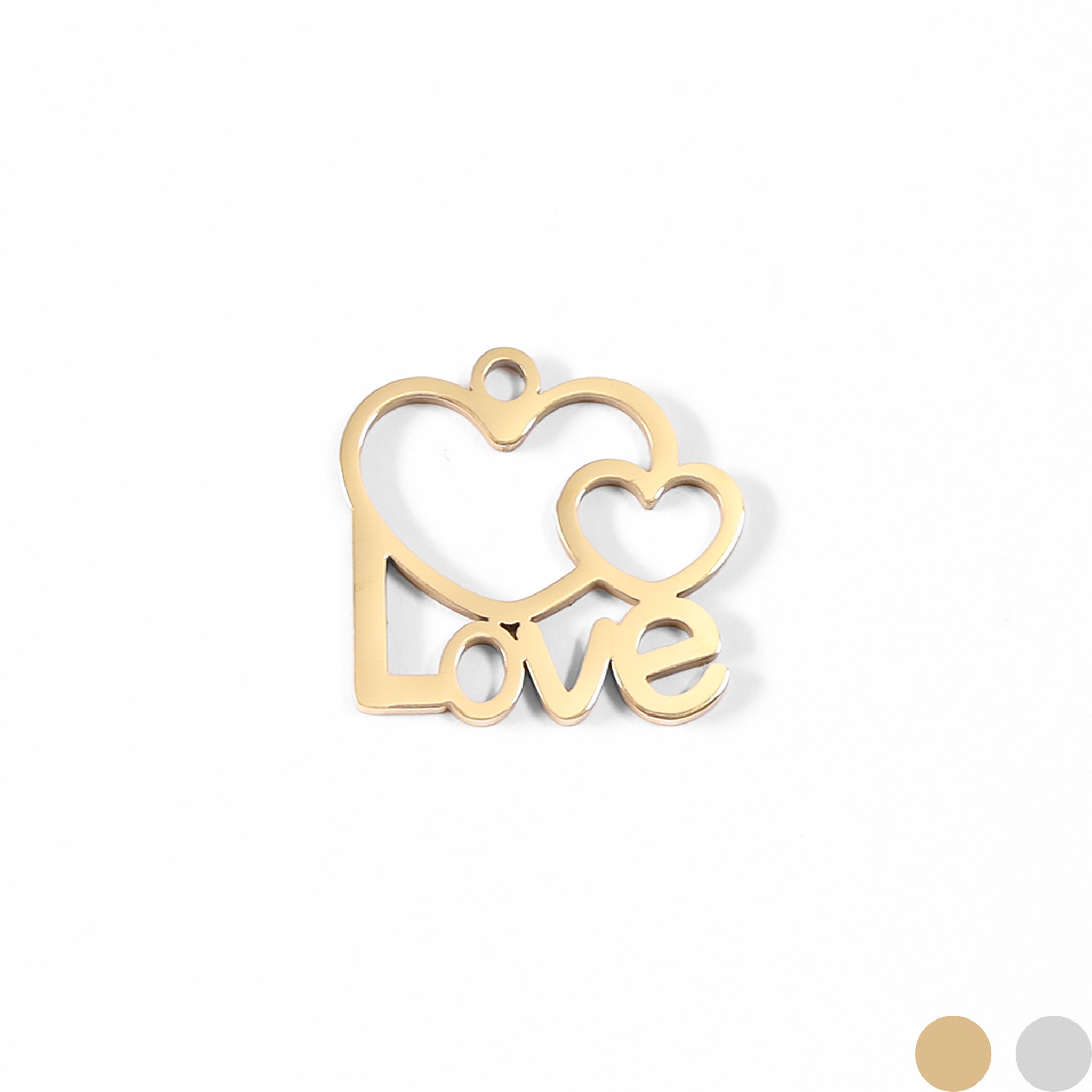 18K guld PVD rostfritt stål Cutout Love Heart Charm / PDL0088