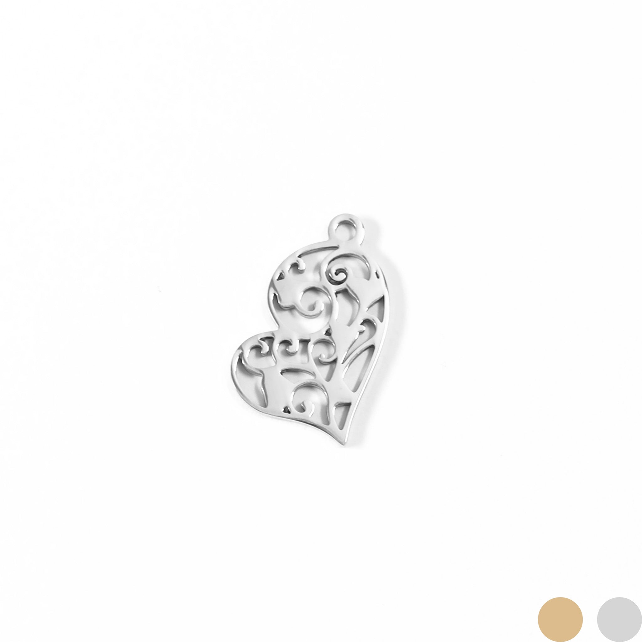 18K Gold PVD Stainless Steel Cutout Heart Charm / PDL0090