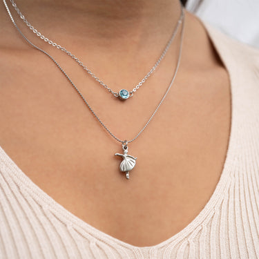 Stainless Steel Round Cubic Zirconia Birthstone Connector Charm / PDL0121
