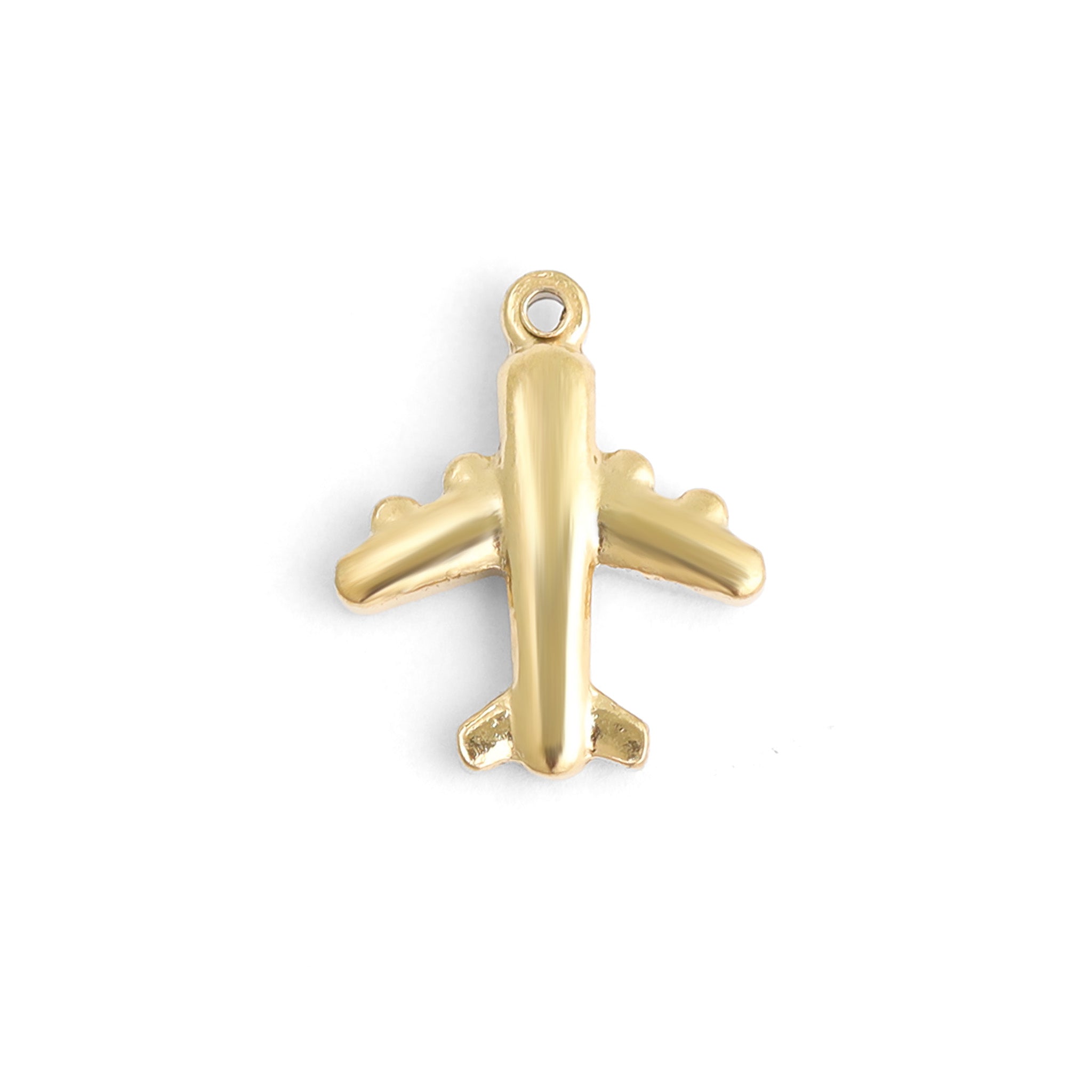 18K Gold PVD Stainless Steel Airplane Charm / PDL0095