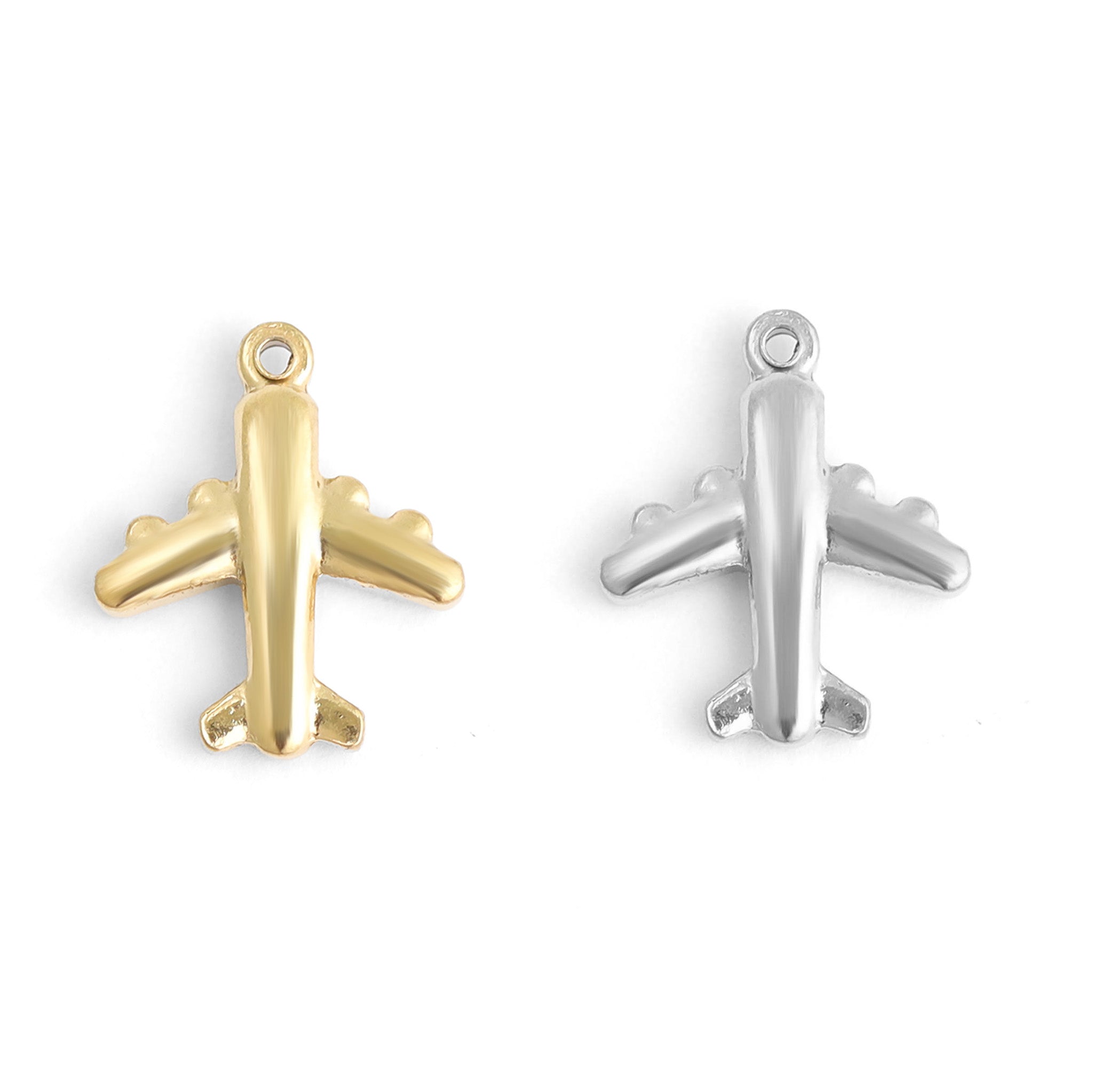 18K Gold PVD Stainless Steel Airplane Charm / PDL0095