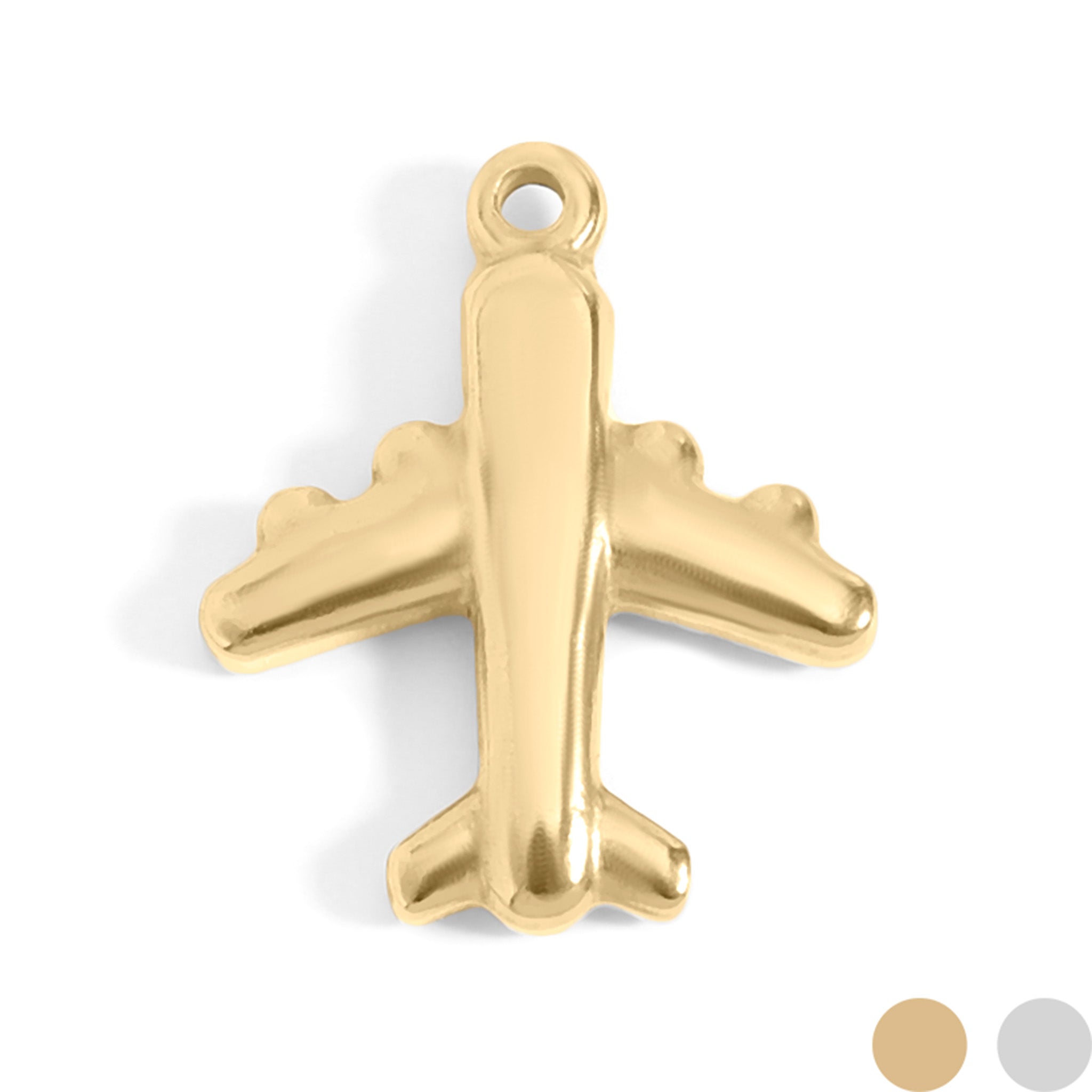 18K Gold PVD Stainless Steel Airplane Charm / PDL0095