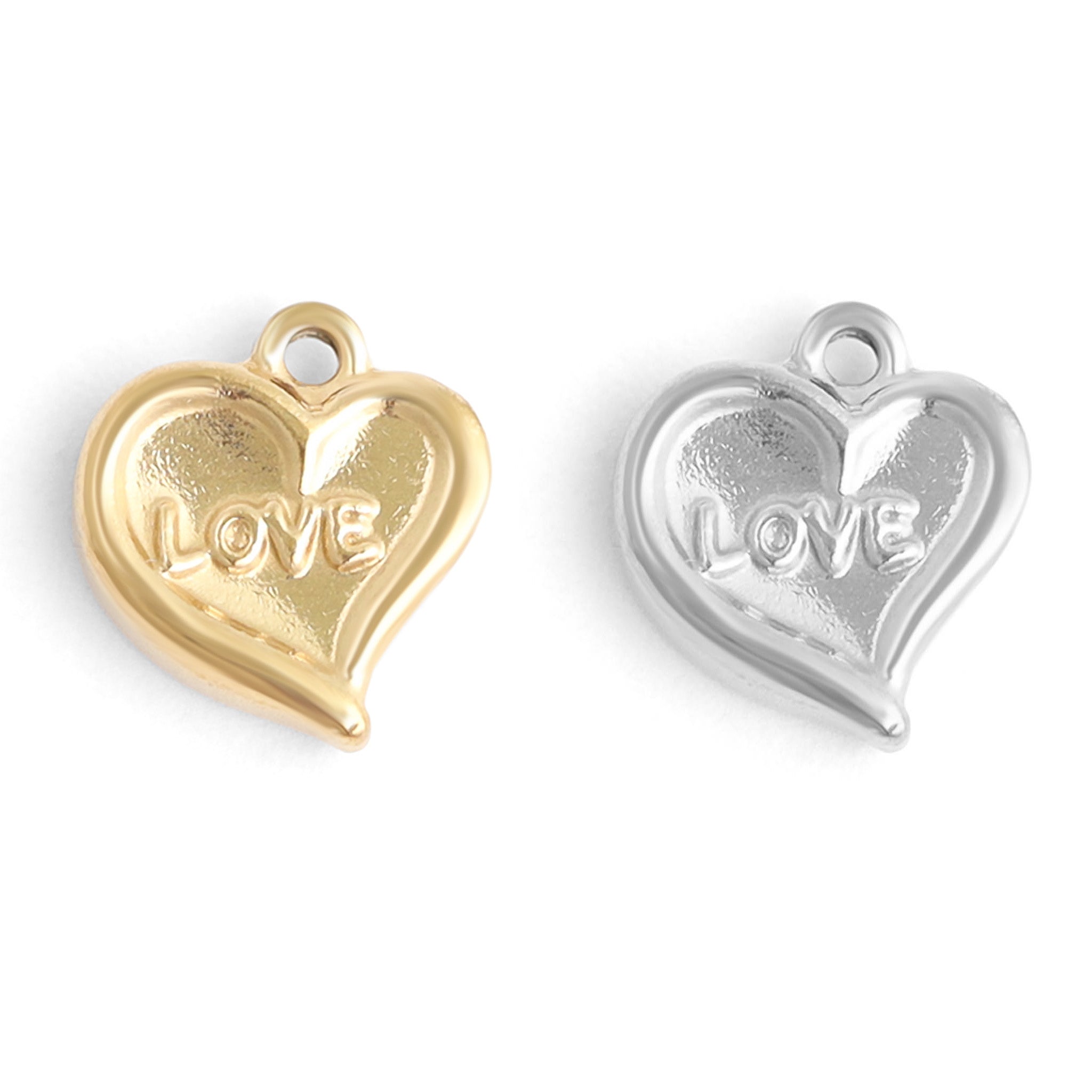 18K Gold PVD Stainless Steel Love Heart Charm / PDL0106