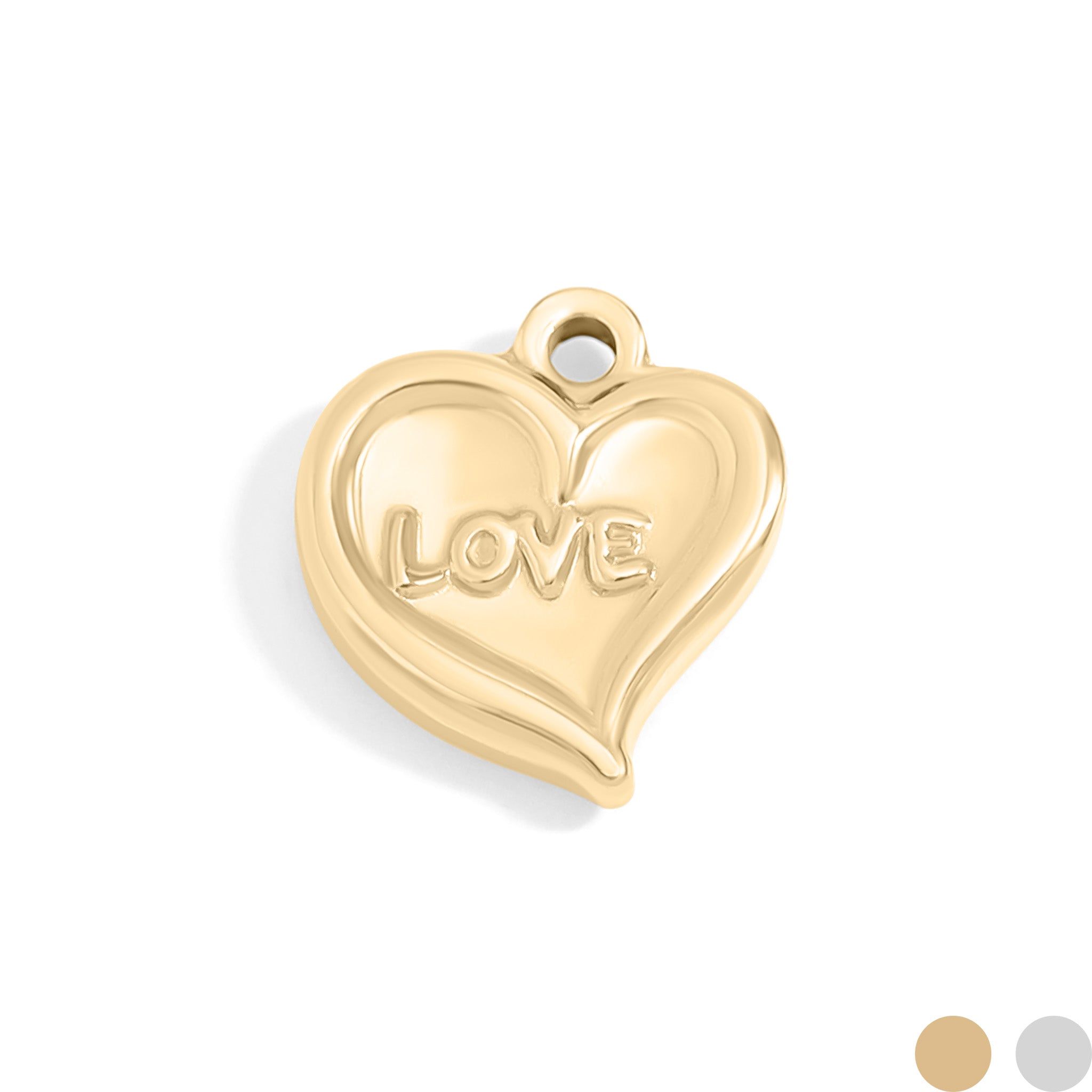 18K Gold PVD Stainless Steel Love Heart Charm / PDL0106