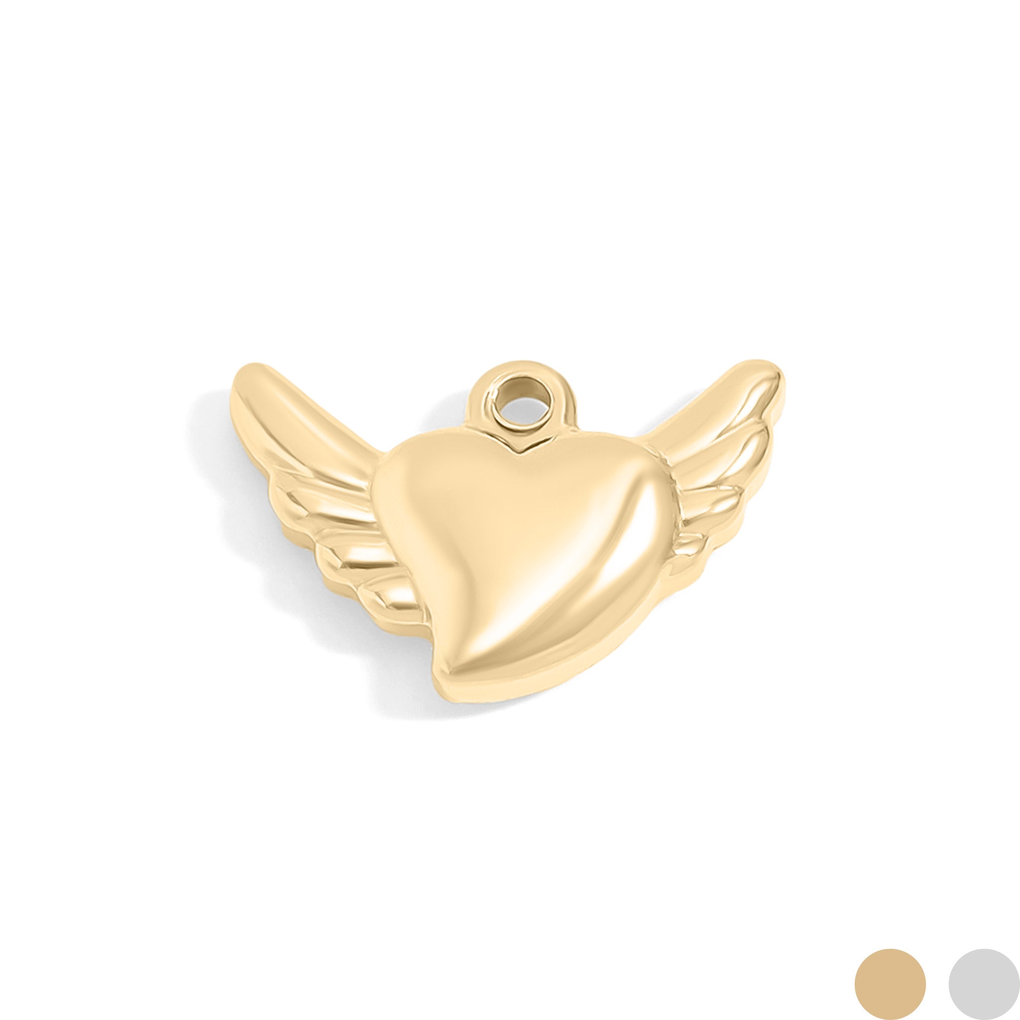 18K Gold PVD Stainless Steel Heart With Angel Wings Charm / PDL0107