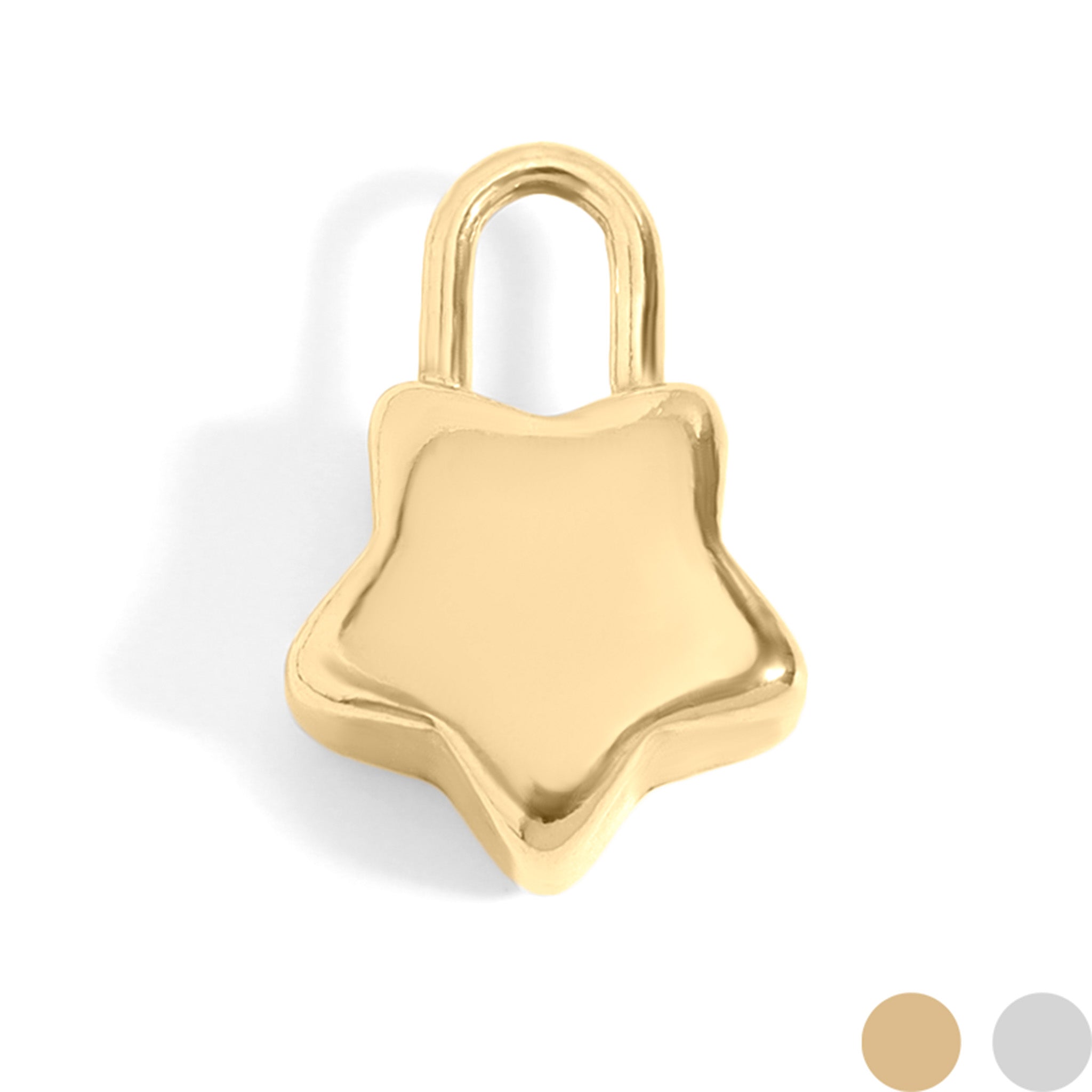 18K Gold PVD Stainless Steel Star Padlock Charm / PDL0108