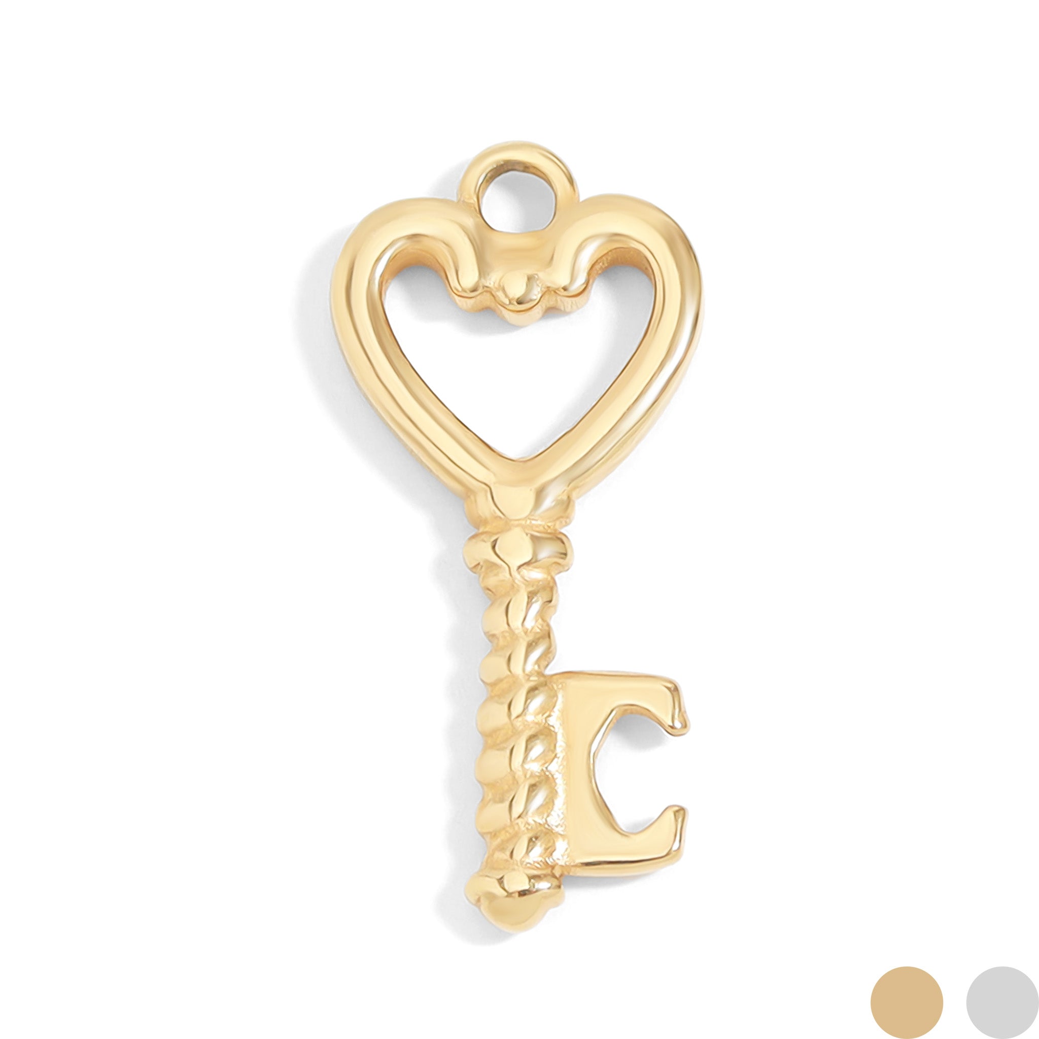 18K Gold PVD Stainless Steel Heart Key Charm / PDL0110