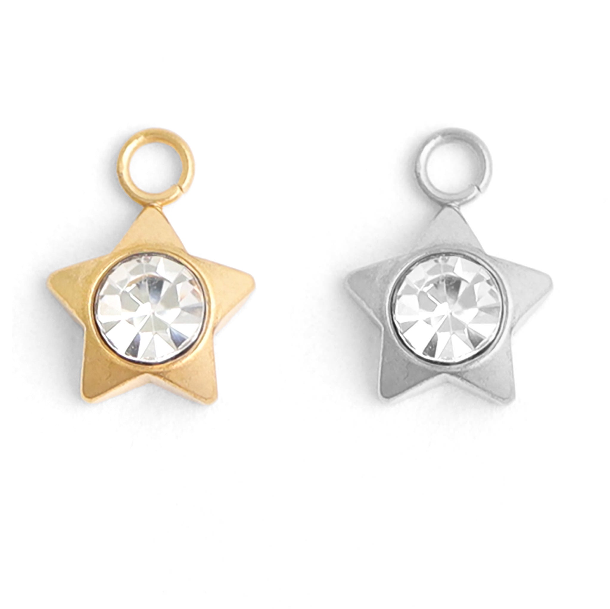 18K Gold PVD Stainless Steel Star with Cubic Zirconia Charm / PDL0112