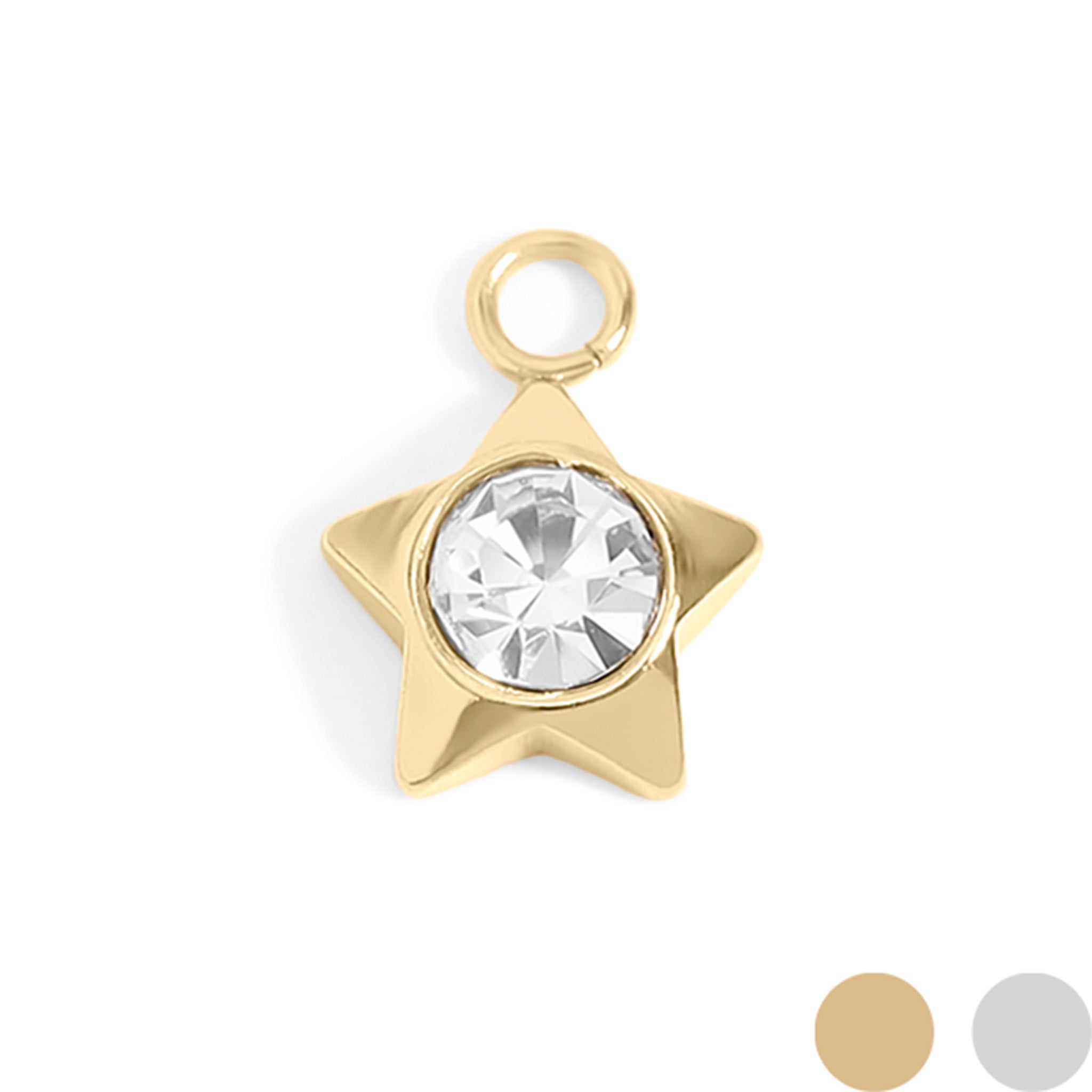 Estrella de acero inoxidable PVD de oro de 18k con encanto de circonio cúbico/PDL0112