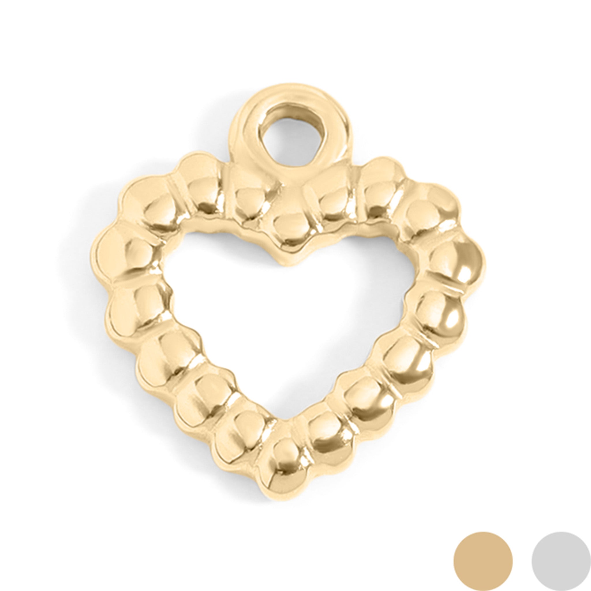18k Gold PVD Rostfritt stål Textured Heart Charm / PDL0113