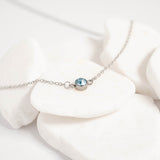 Stainless Steel Round Cubic Zirconia Birthstone Connector Charm / PDL0121