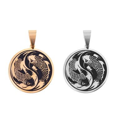 PVD GOLD PVD de 18k Yin y Yang Koi Fish Piste/PDL0124