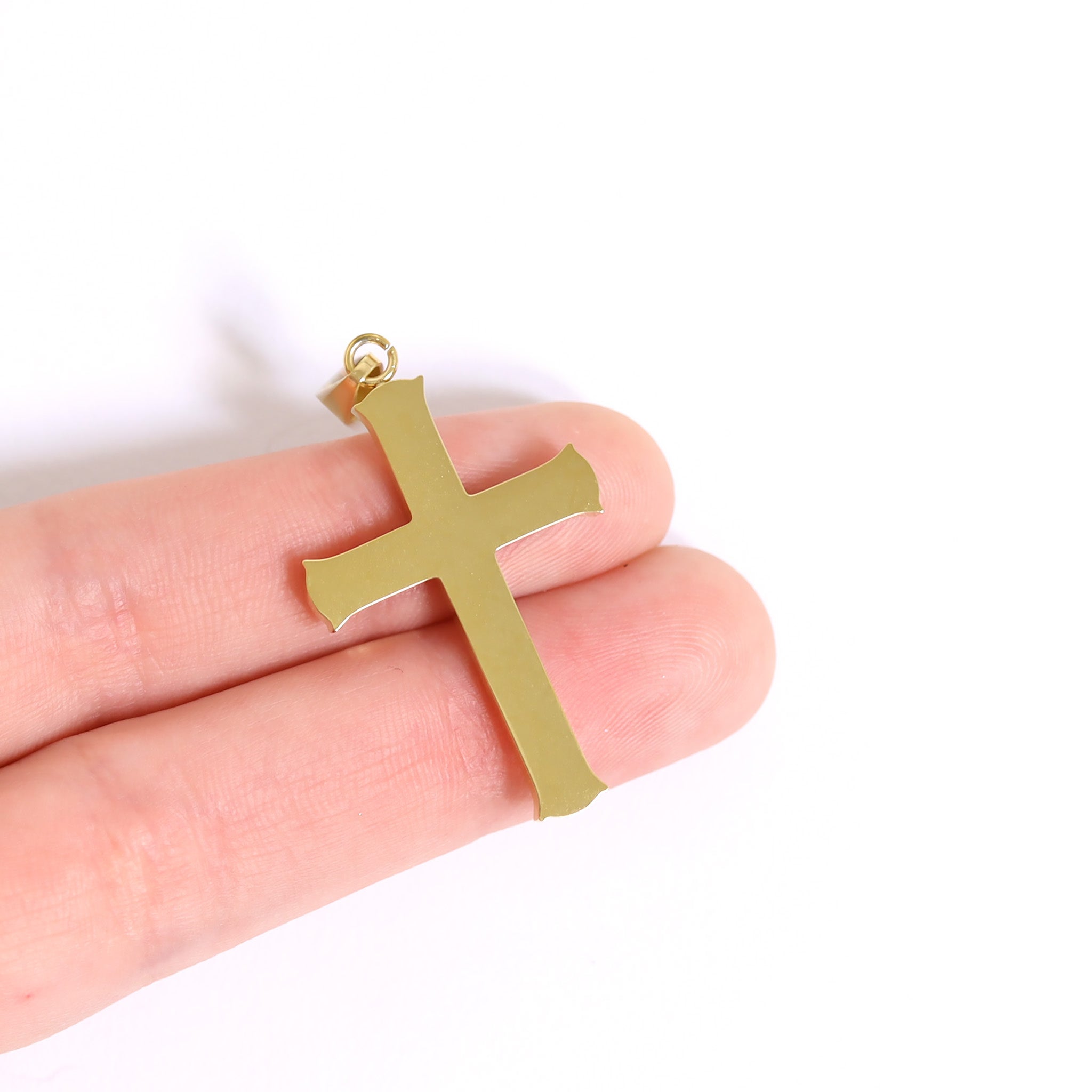 18K Gold PVD Stainless Steel Cross Pendant / PDL0125