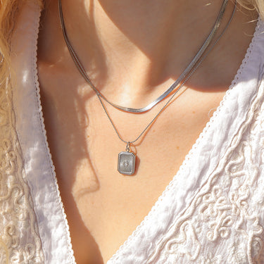 PVD en or 18 carats Rectangle en acier inoxydable Charme en cristal Sunburst/PDL0128