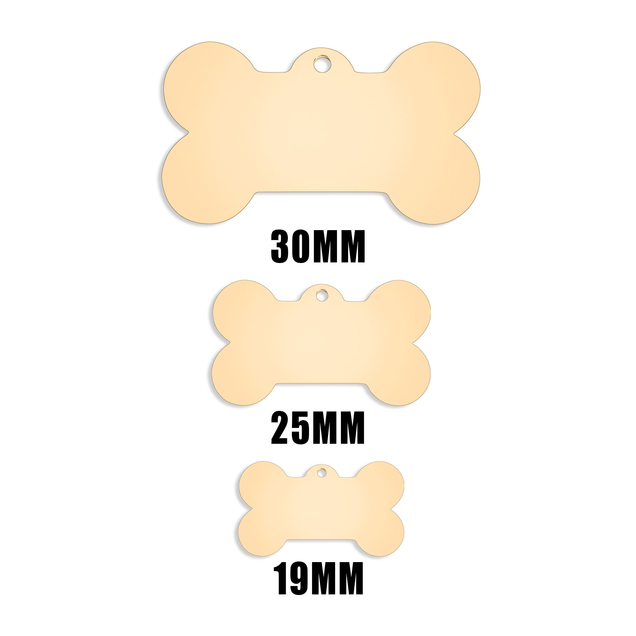 18K Gold PVD rustfritt stål Dog Bone Pet Tag/PDL0130