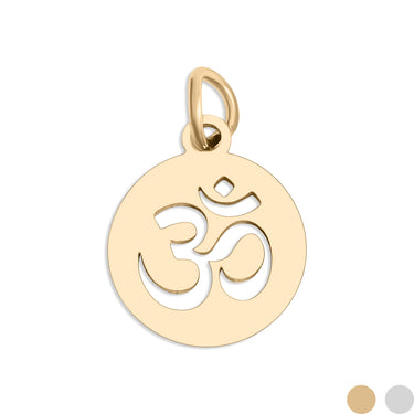 18K Gold PVD Stainless Steel "Om" Symbol Circle Pendant