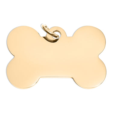 18K Gold PVD Large Blank Stainless Steel Dog Bone Tag