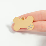18K Gold PVD Blank Stainless Steel Dog Bone with CZ Stone Paw Pet Tag scale