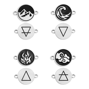 Stainless Steel Earth, Fire, Water, & Air Element Connector Charms