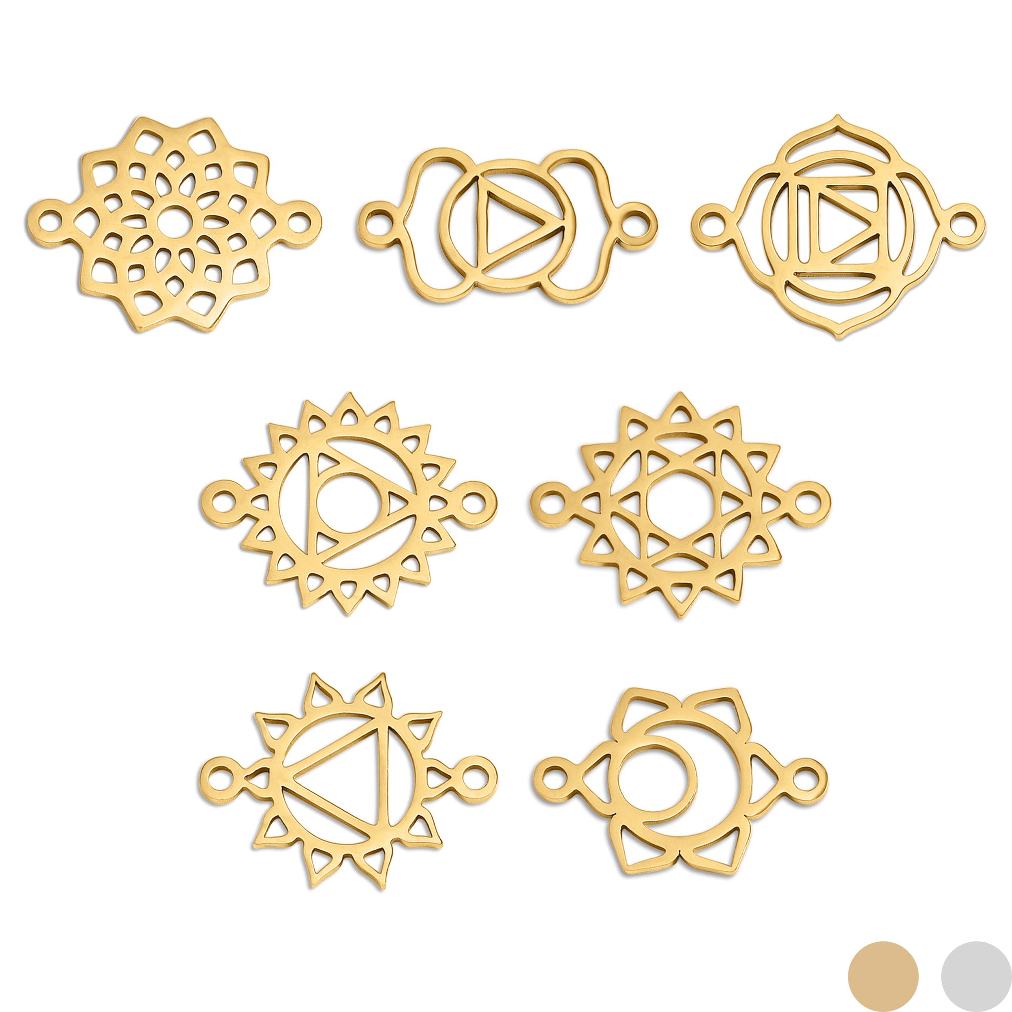 18K Gold Stainless Steel Chakra Connector Charm / PDL0177