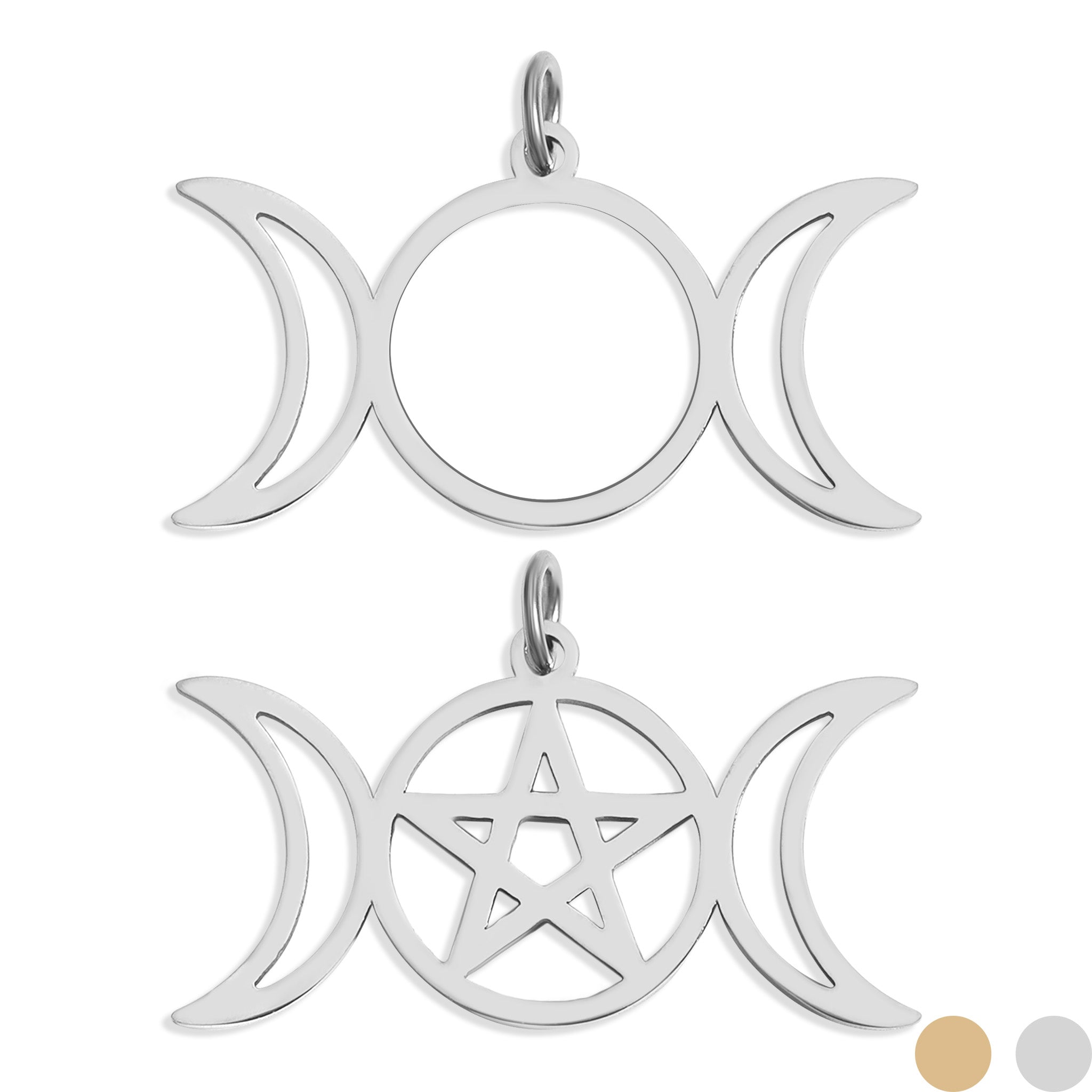 Stainless Steel Triple Moon Goddess Charm / PDL0178