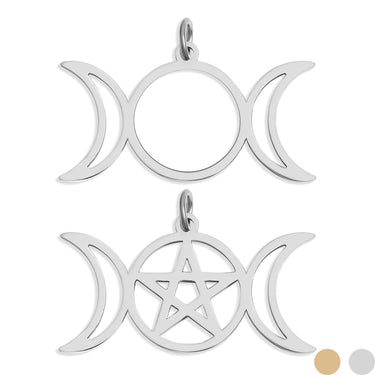 Stainless Steel Triple Moon Goddess Charm / PDL0178