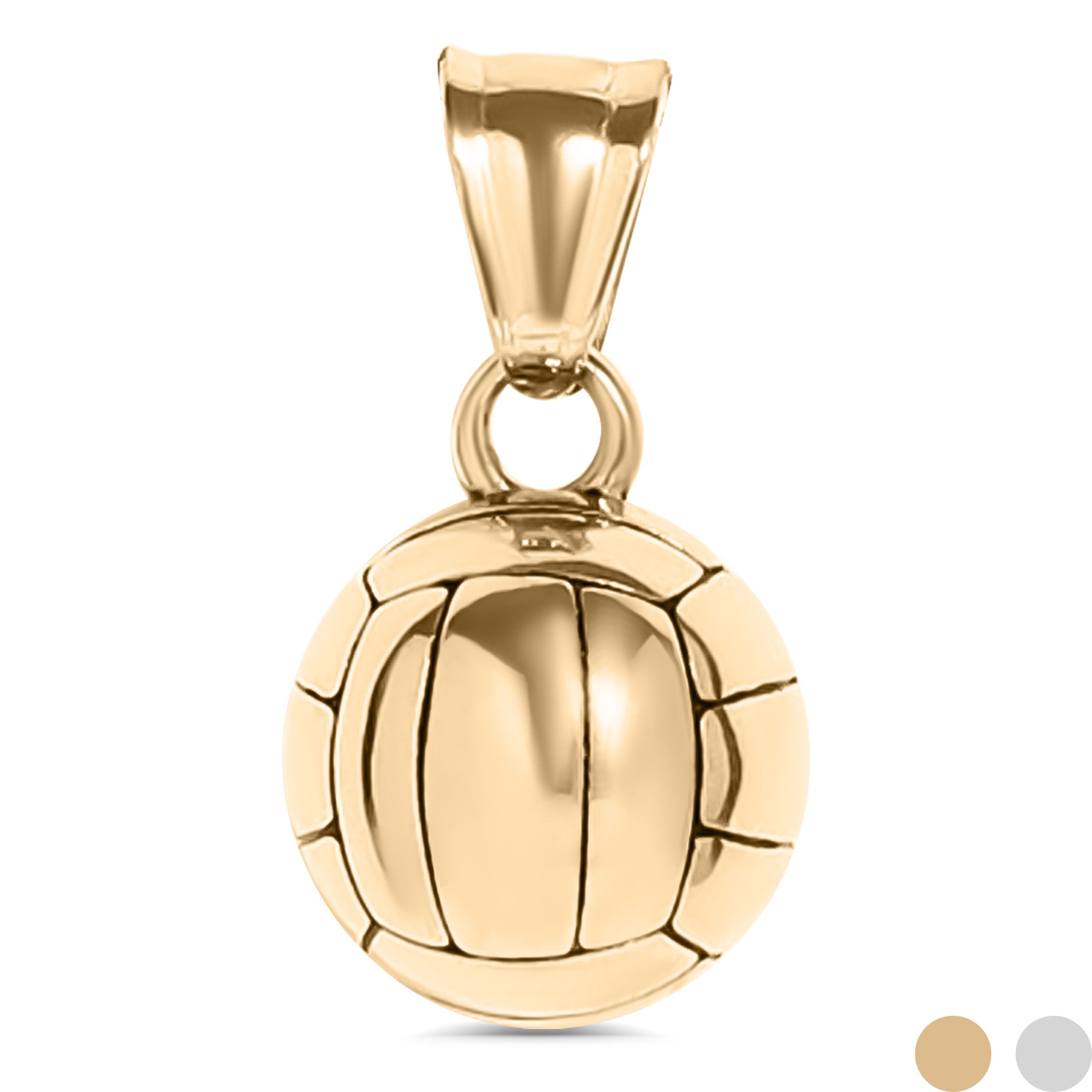 18K Gold Stainless Steel 3D Volleyball Charm 