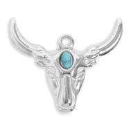 18K Gold PVD Stainless Steel Longhorn with Turquoise Charm / PDL0188