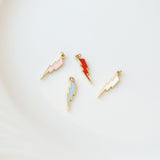 18K Gold PVD Stainless Steel Epoxy Lightning Bolt Charm / PDL0206