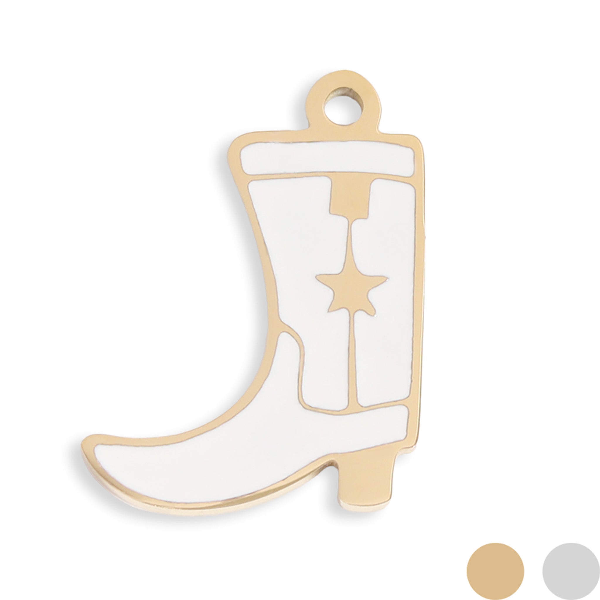 18K Gold PVD Stainless Steel Epoxy Cowboy Boot Charm