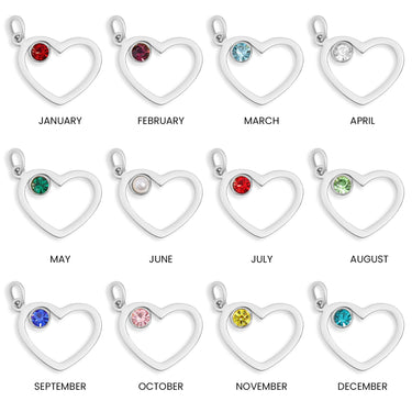 Birthstone Heart Charm Group Chart