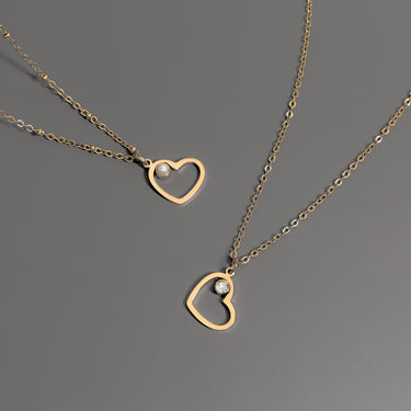 18K Gold PVD Stainless Steel Heart Charm Set