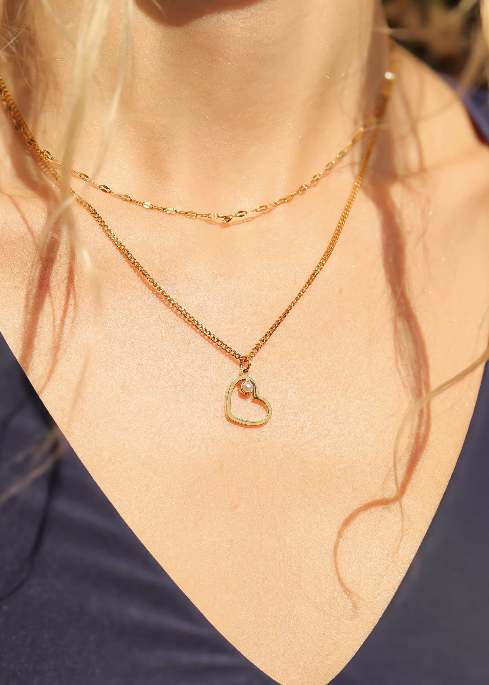 Birthstone Heart Charm necklace lifestyle