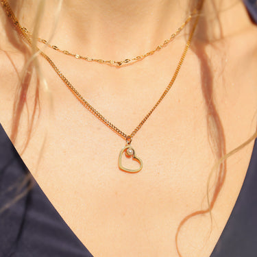 Birthstone Heart Charm necklace lifestyle