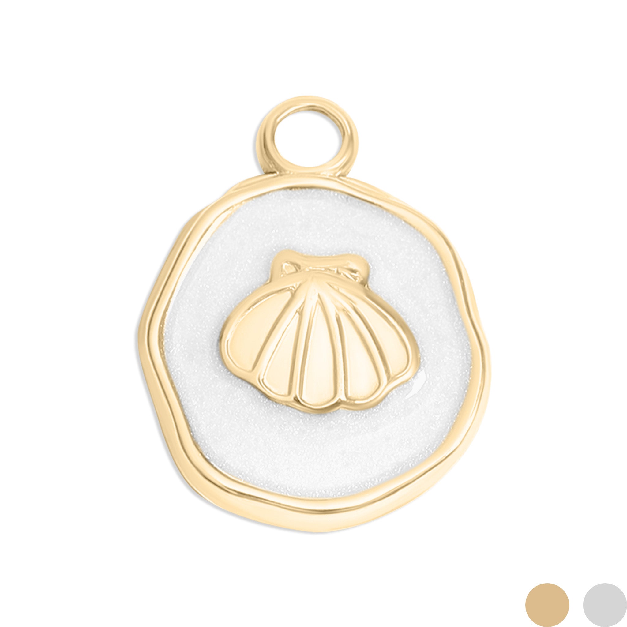 18K Gold PVD Sea Shell White Epoxy Charm