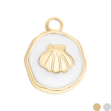 18K Gold PVD Sea Shell White Epoxy Charm 