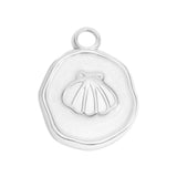 18K Gold PVD Sea Shell White Epoxy Charm stainless steel