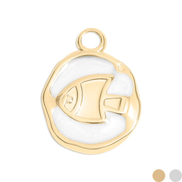 18K Gold PVD Fish White Epoxy Charm