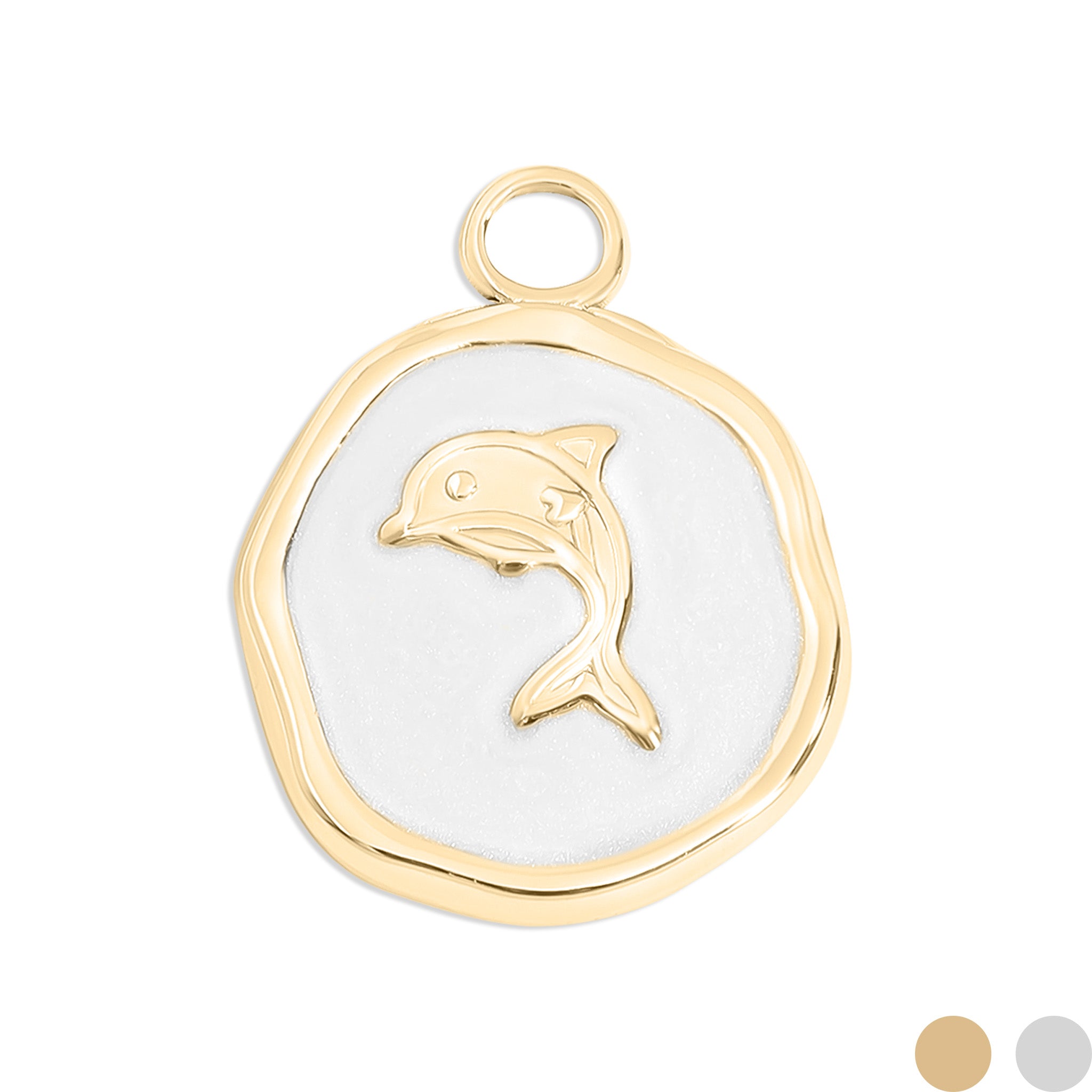 18K Gold PVD Dolphin Epoxy Charm