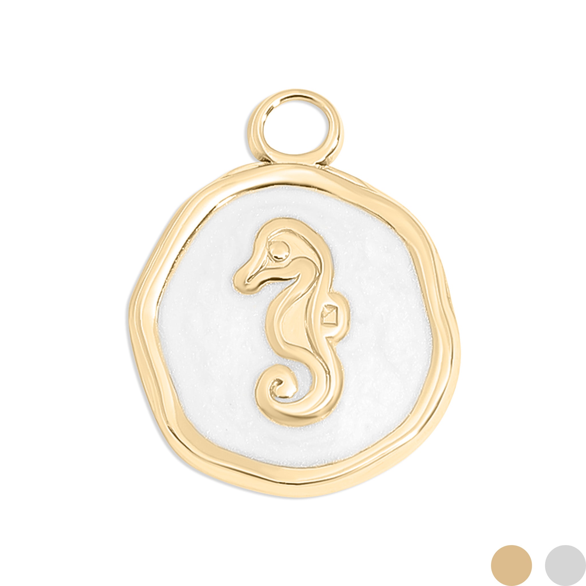 18K Gold PVD Seahorse Epoxy Charm 