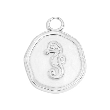 18K Gold PVD Seahorse Epoxy Charm Stainless Steel